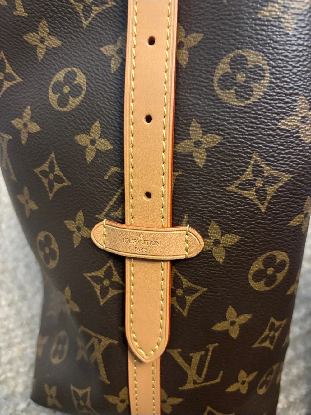 Monogram Canvas Shoulder Tote with Tan Trim and Burgundy Interior (large size) - Picture 11 of 11